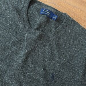 Polo Ralph Lauren 100% Cotton Green Crewneck Logo Sweater Men’s Size Large $120